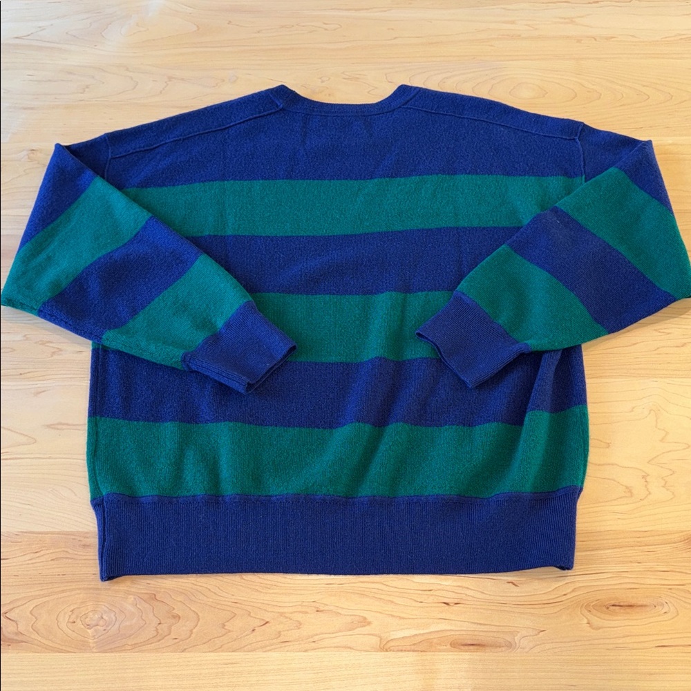 Women’s Madewell Merino Wool Pullover Sweater Cobalt Green Stripe Combo Medium - Picture 9 of 11
